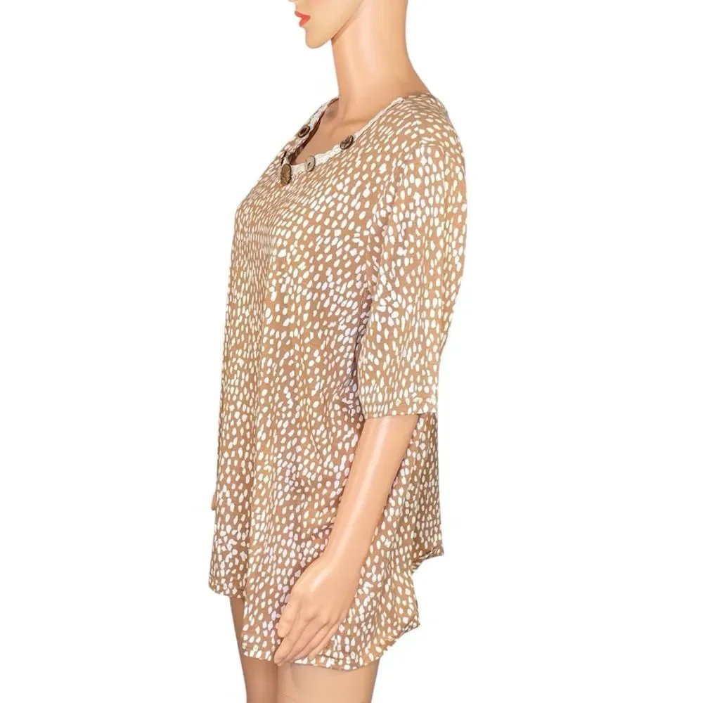 Lane Bryant Classic Tee Plus Size Animal Print Button Detail 22-24 Short Sleeve